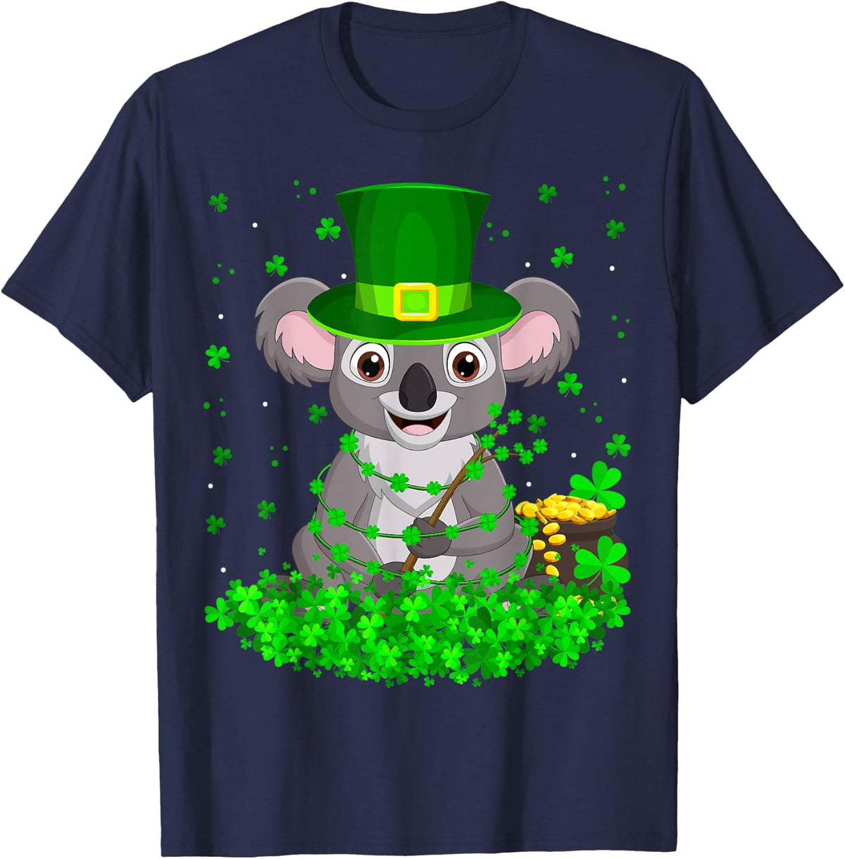 Irish Shamrock Leprechaun Koala St. Patrick's Day T-Shirt - Navy Blue