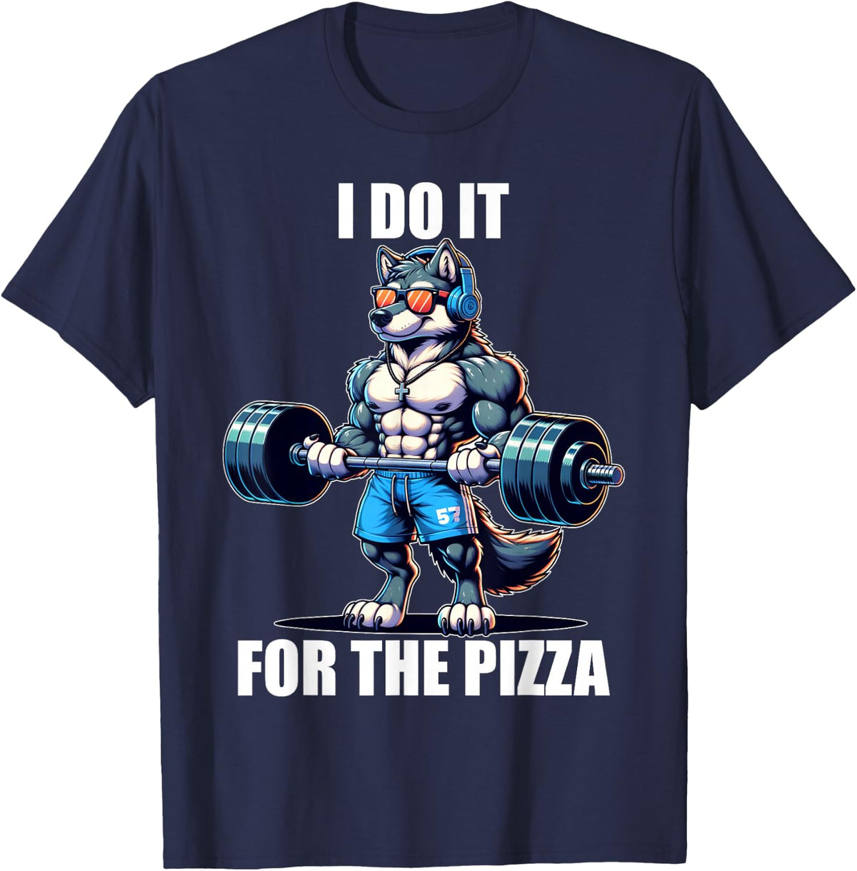 Wolf Funny Gym Weightlifting Bodybuilder Fitness Workout T-Shirt, Small, Black - Navy Blue