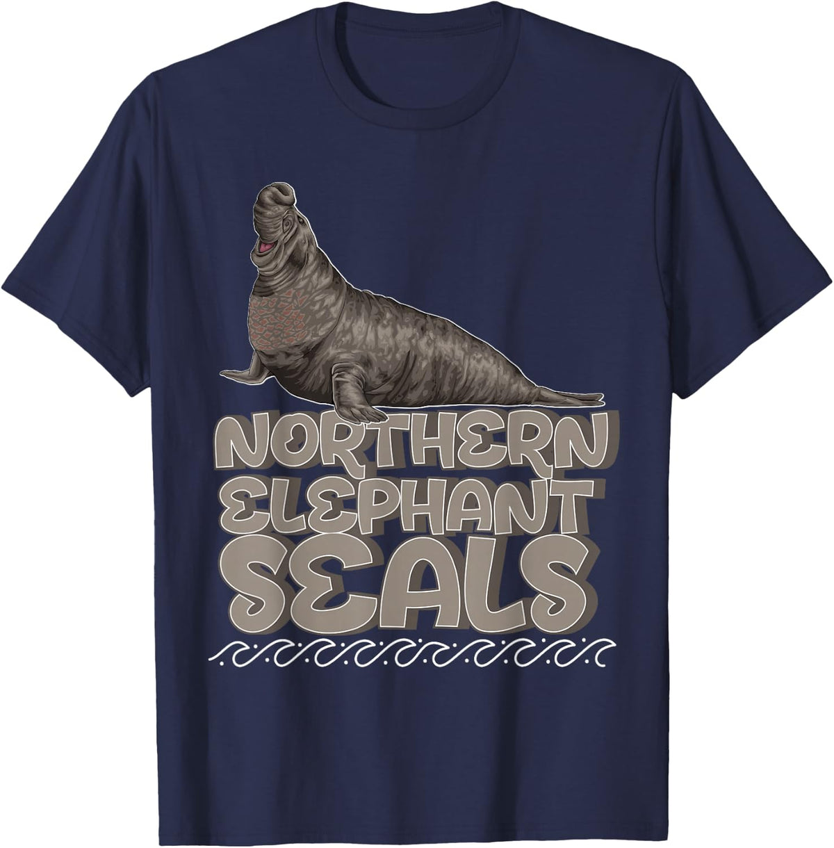 Seal Portrait - Northern Elephant Seal T-Shirt - Navy Blue