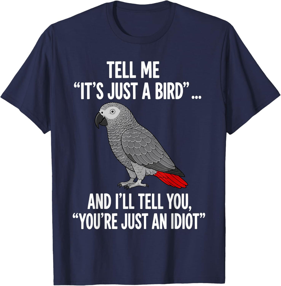Grey Parrot Art for Men Women Kids Bird Owner African Grey T-Shirt - Navy Blue