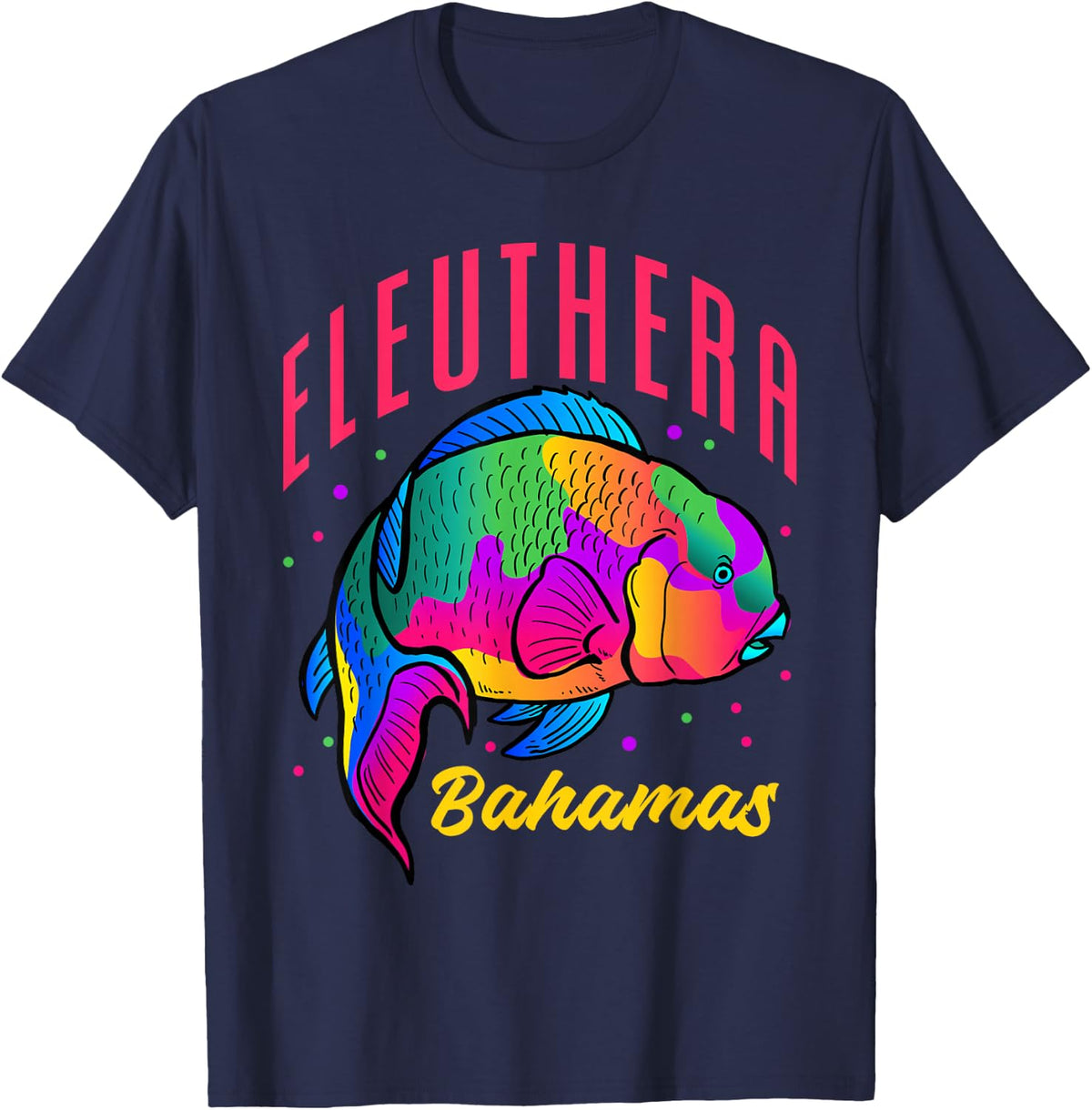 Eleuthera Bahamas Parrot Fish Beach Vacation T-Shirt - Navy Blue
