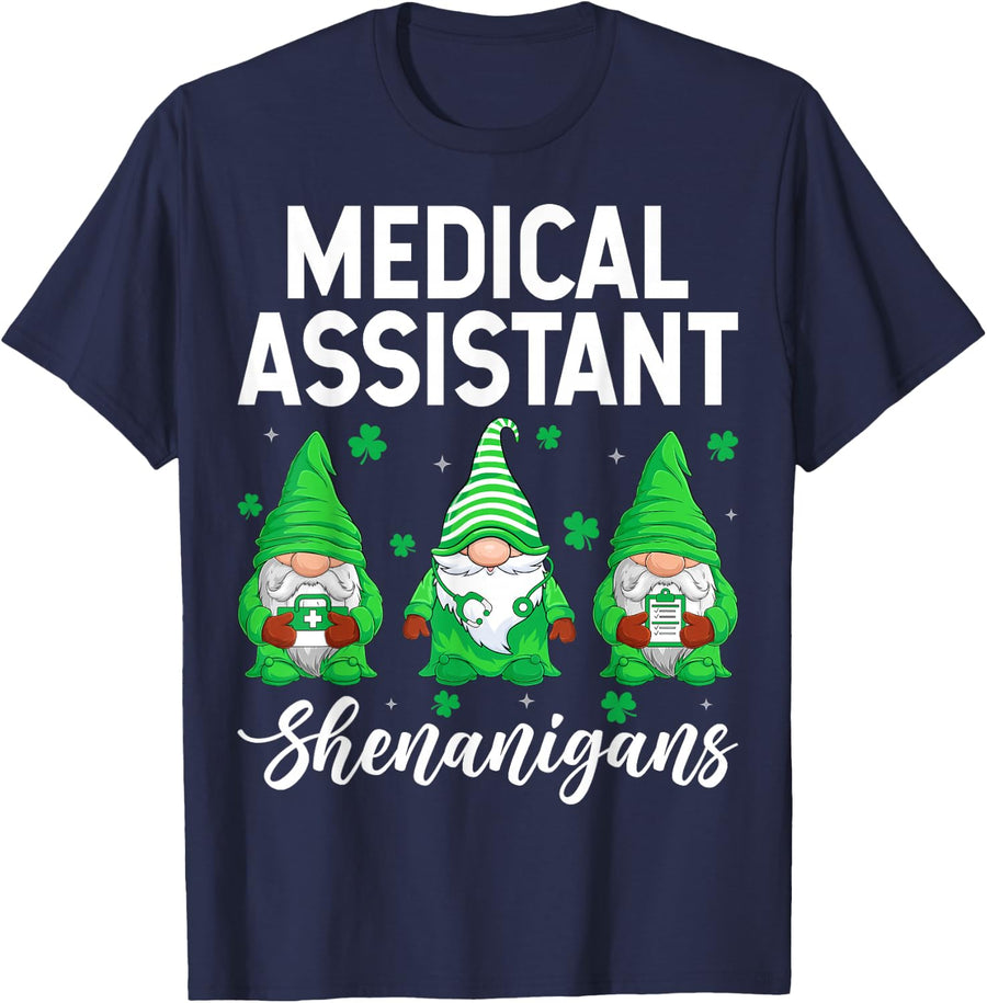 Medical Assistant Shenanigans - St. Patricks Day CMA Nurse T-Shirt - Navy Blue