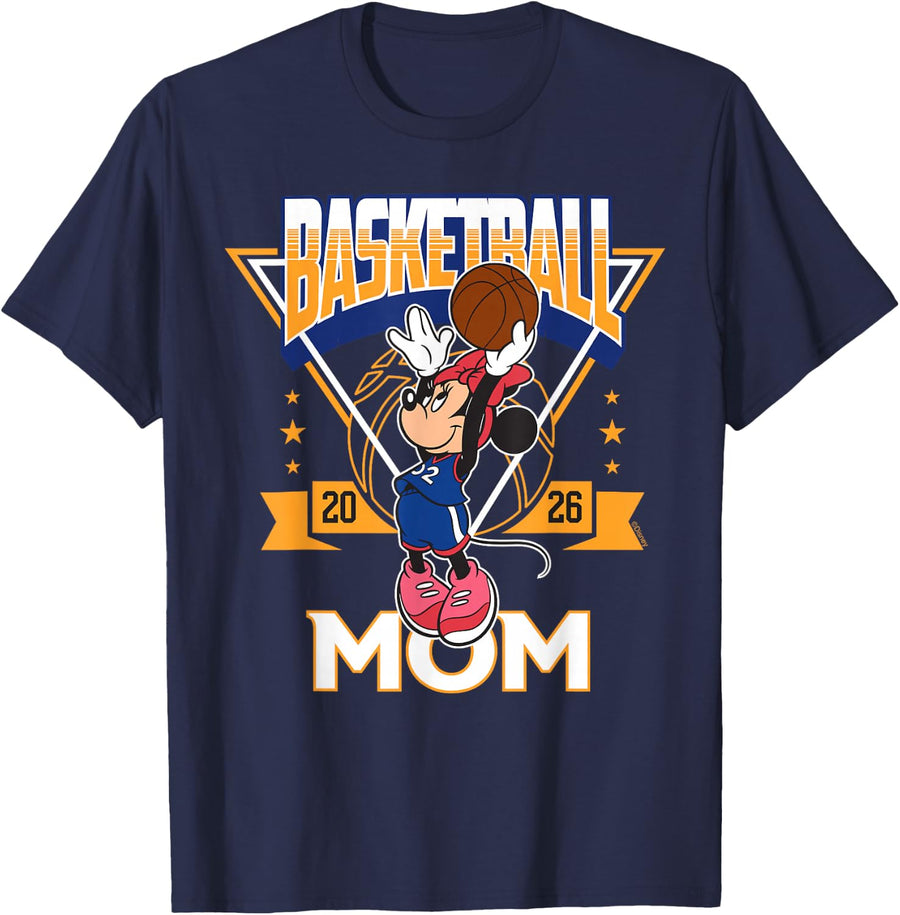 Disney Basketball Mom 2026 Sports Minnie Mouse Mother's Day T-Shirt - Navy Blue