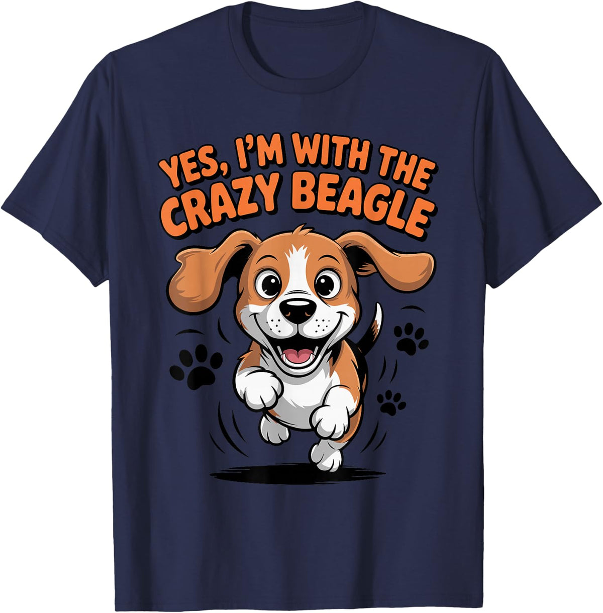 Funny Cute Pet Dog Breed Puppy Yes I'm with the Crazy Beagle T-Shirt - Navy Blue