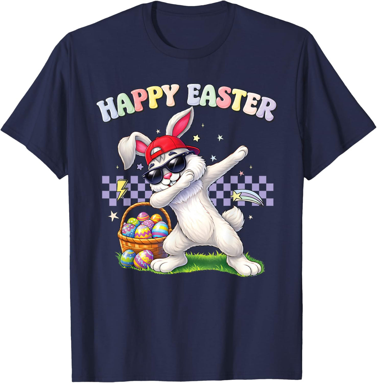 Dabbing Easter Bunny Rabbit Dab Dance Eggs Kids Boys Girls T-Shirt - Navy Blue