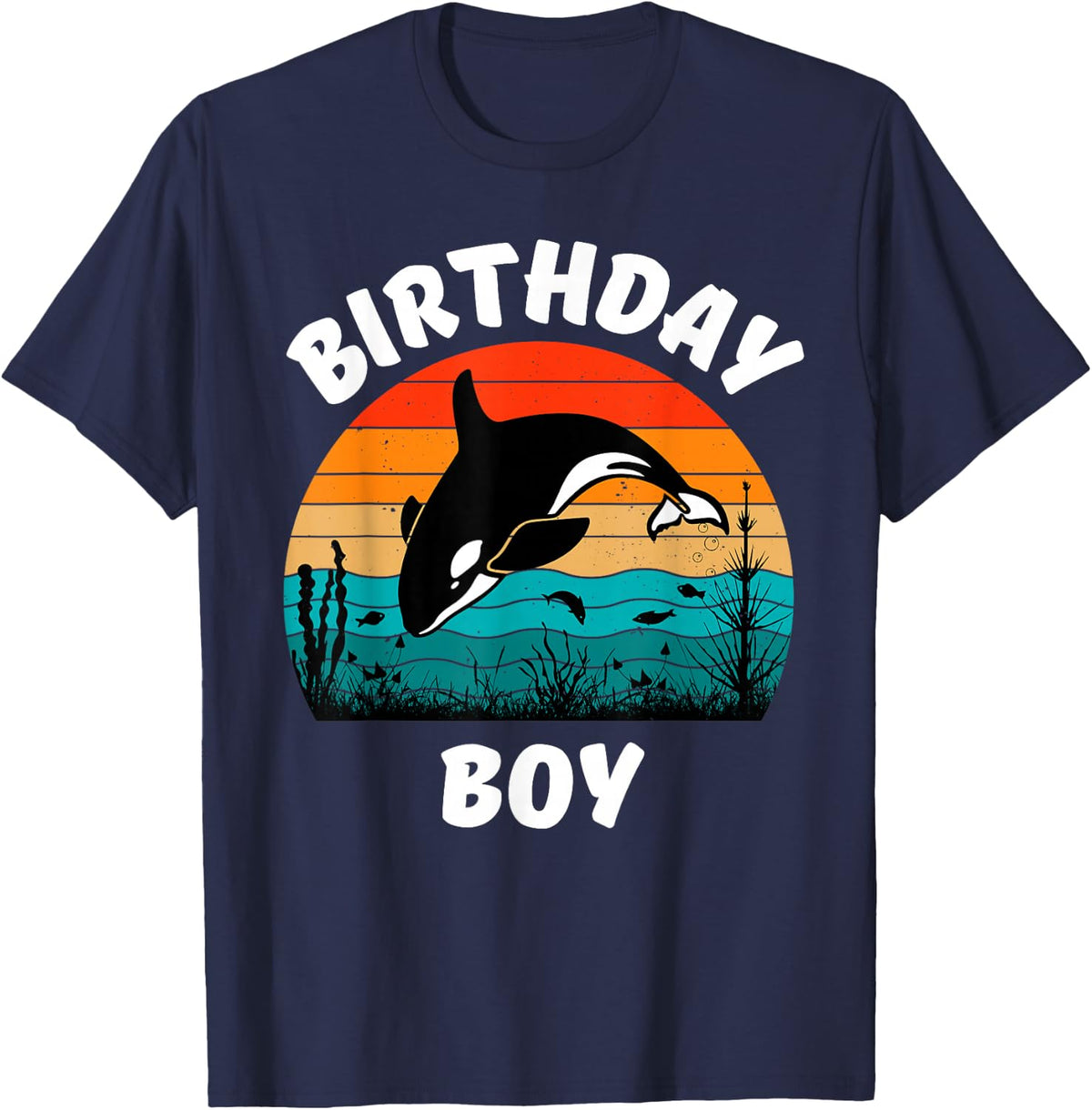 Cool Orca Whale Birthday Boy T Shirts For Teen Boys Men Teenage Brother Gift Tee - Navy Blue