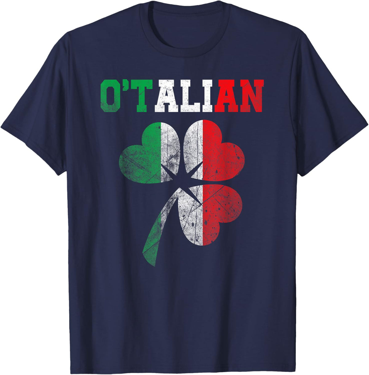 Irish Plus Italian Perfection Heritage Flag St Patricks Day T-Shirt - Navy Blue