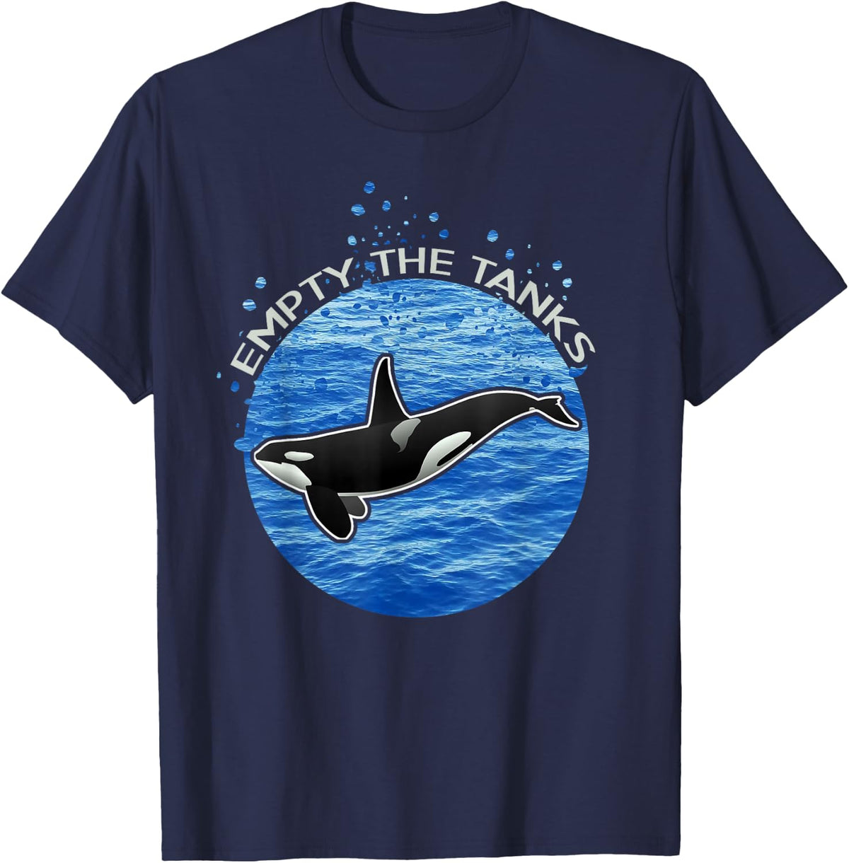 Empty The Tanks Killer Whale Orca Maritime Preservation T-Shirt - Navy Blue