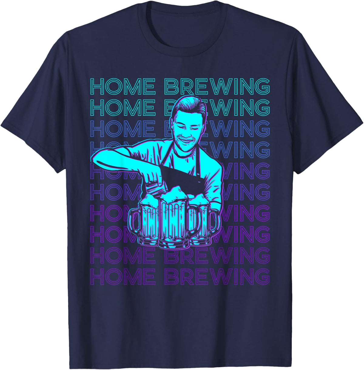 Home Brewing Home Brew Craft Beer Brewer Retro T-Shirt - Navy Blue