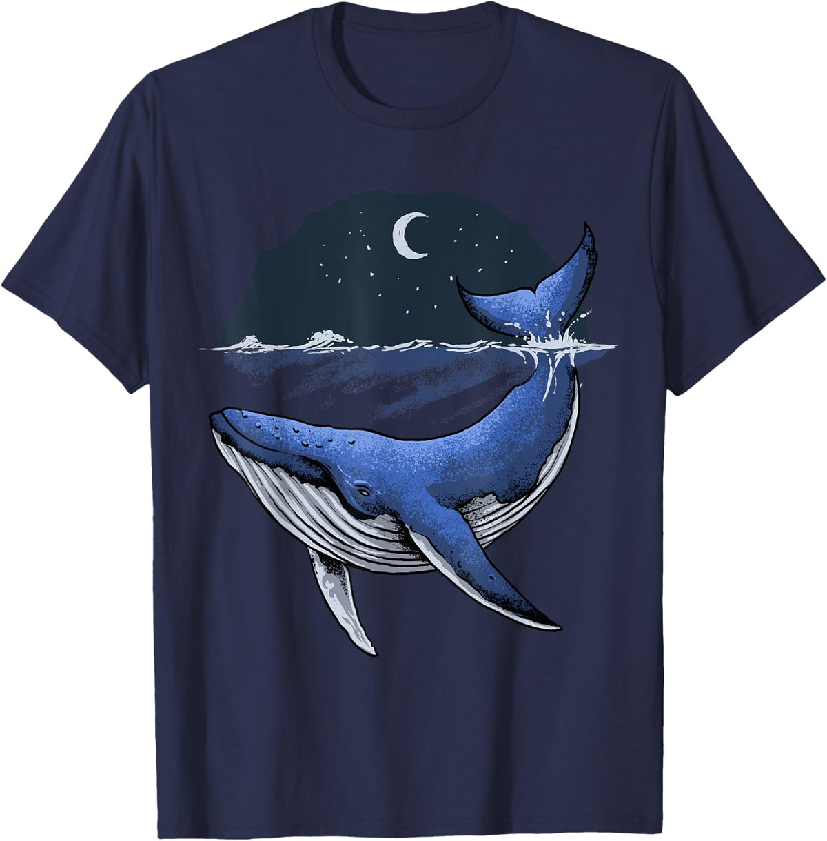 Killer Whale Orca Funny Whale Sea Ocean Moon T-Shirt - Navy Blue