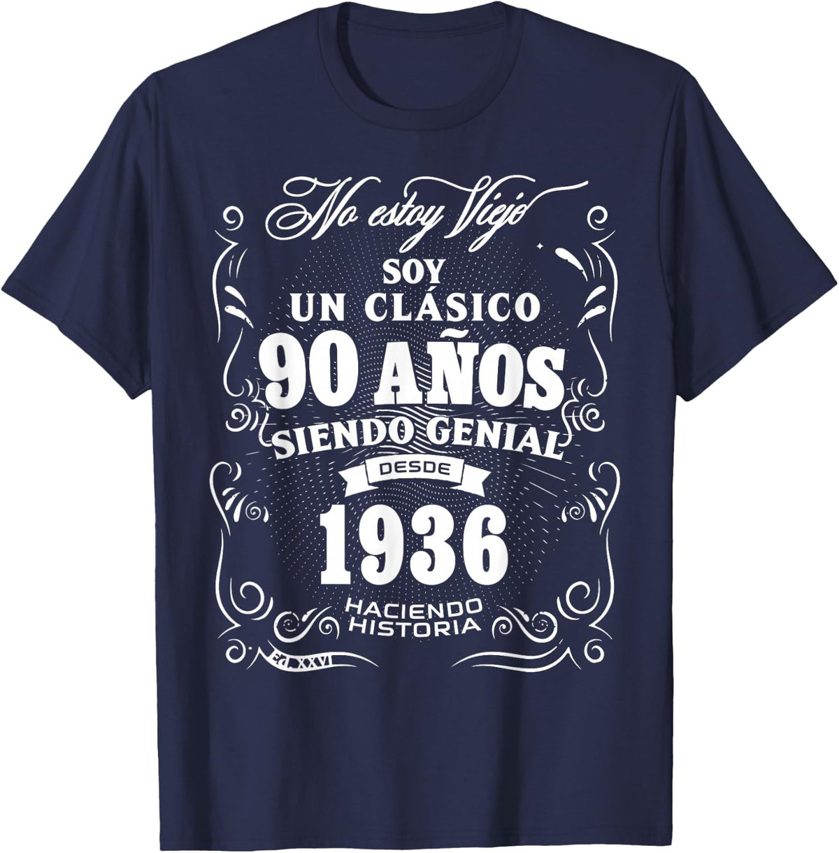 Vintage 90th Birthday Men Funny 1936 90 Birthday Spanish T-Shirt - Navy Blue