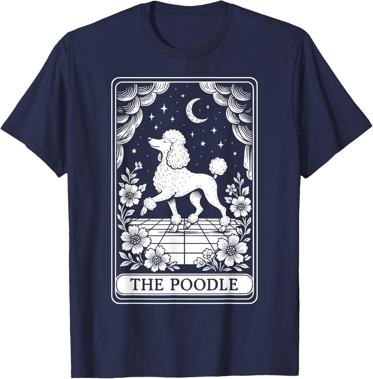 The Poodle Tarot Card T-Shirt - Navy Blue