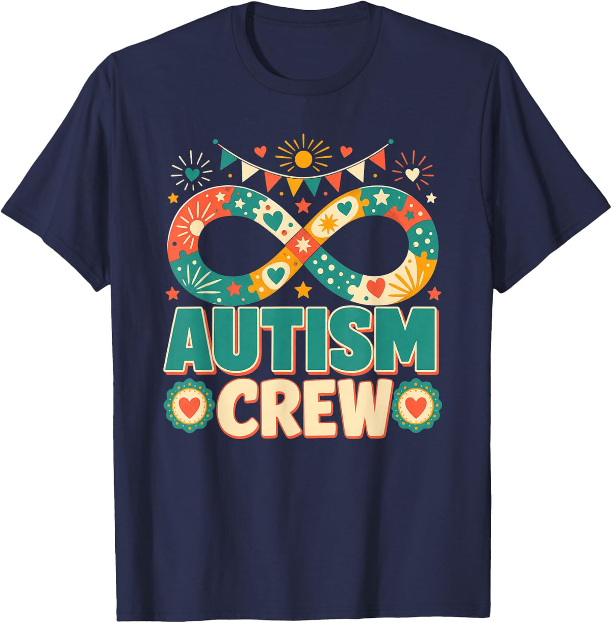Autism Crew Neurodiversity Infinity T-Shirt - Navy Blue