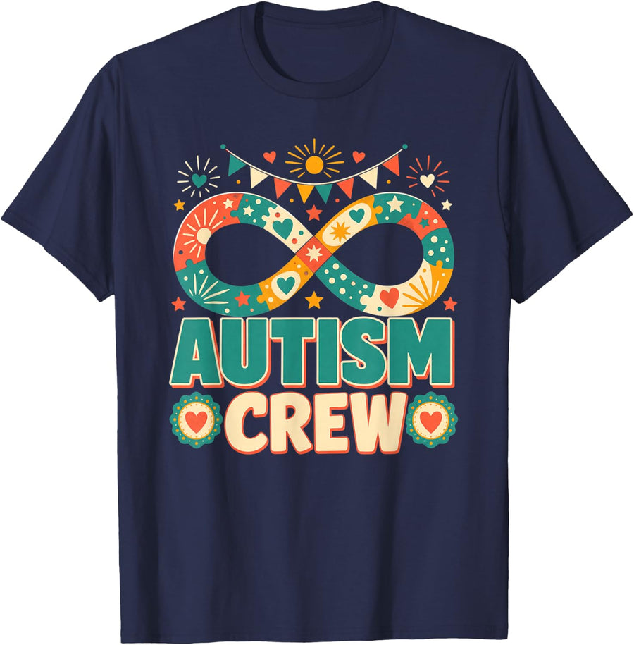Autism Crew Neurodiversity Infinity T-Shirt - Navy Blue