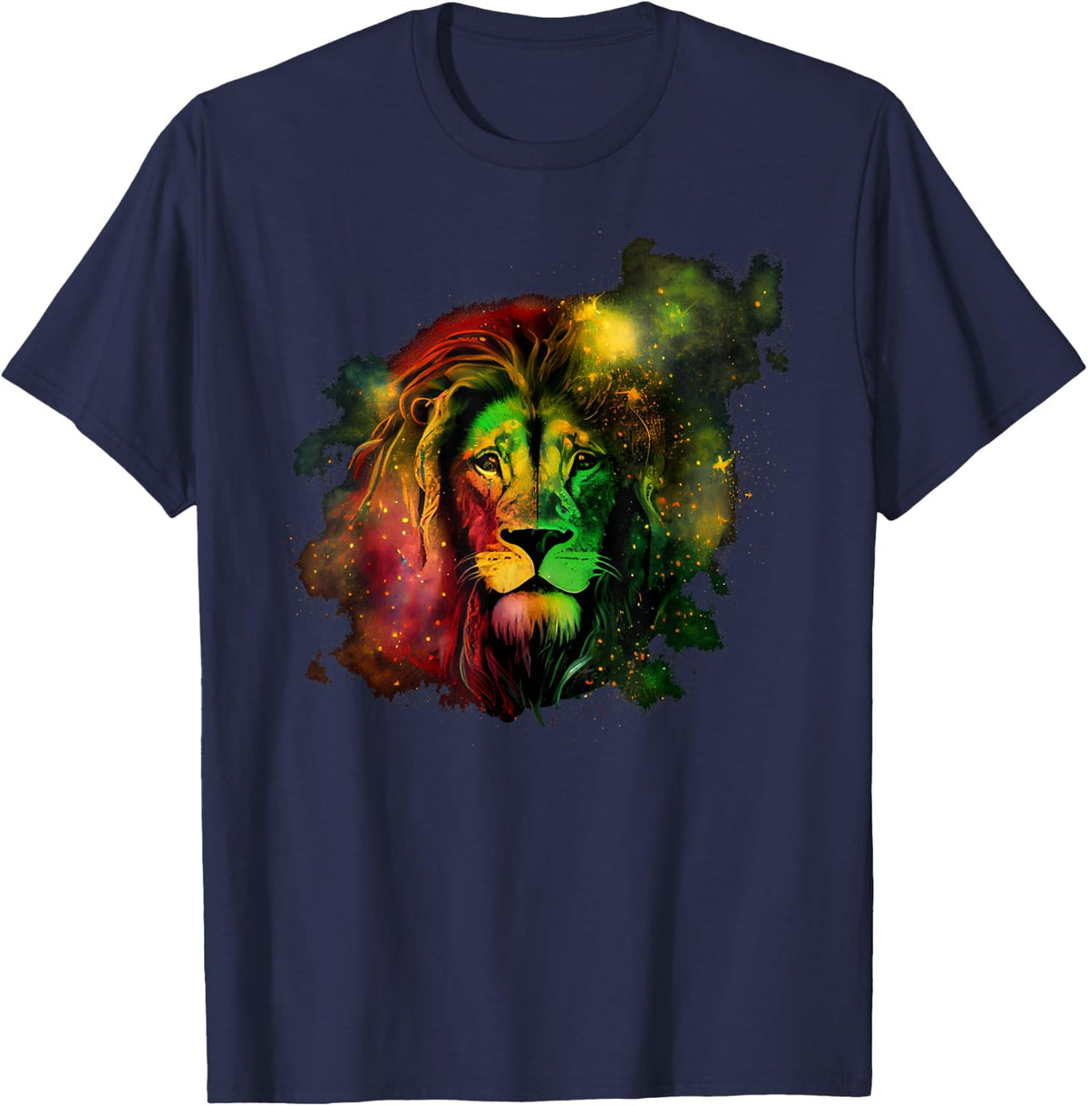 Reggae Lion Rastafarian Music Freedom Zion Jamaica T-Shirt - Navy Blue