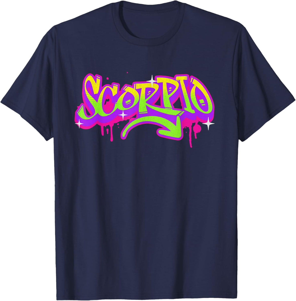 Scorpio Zodiac Graffiti Astrology Water Sign T-Shirt - Navy Blue
