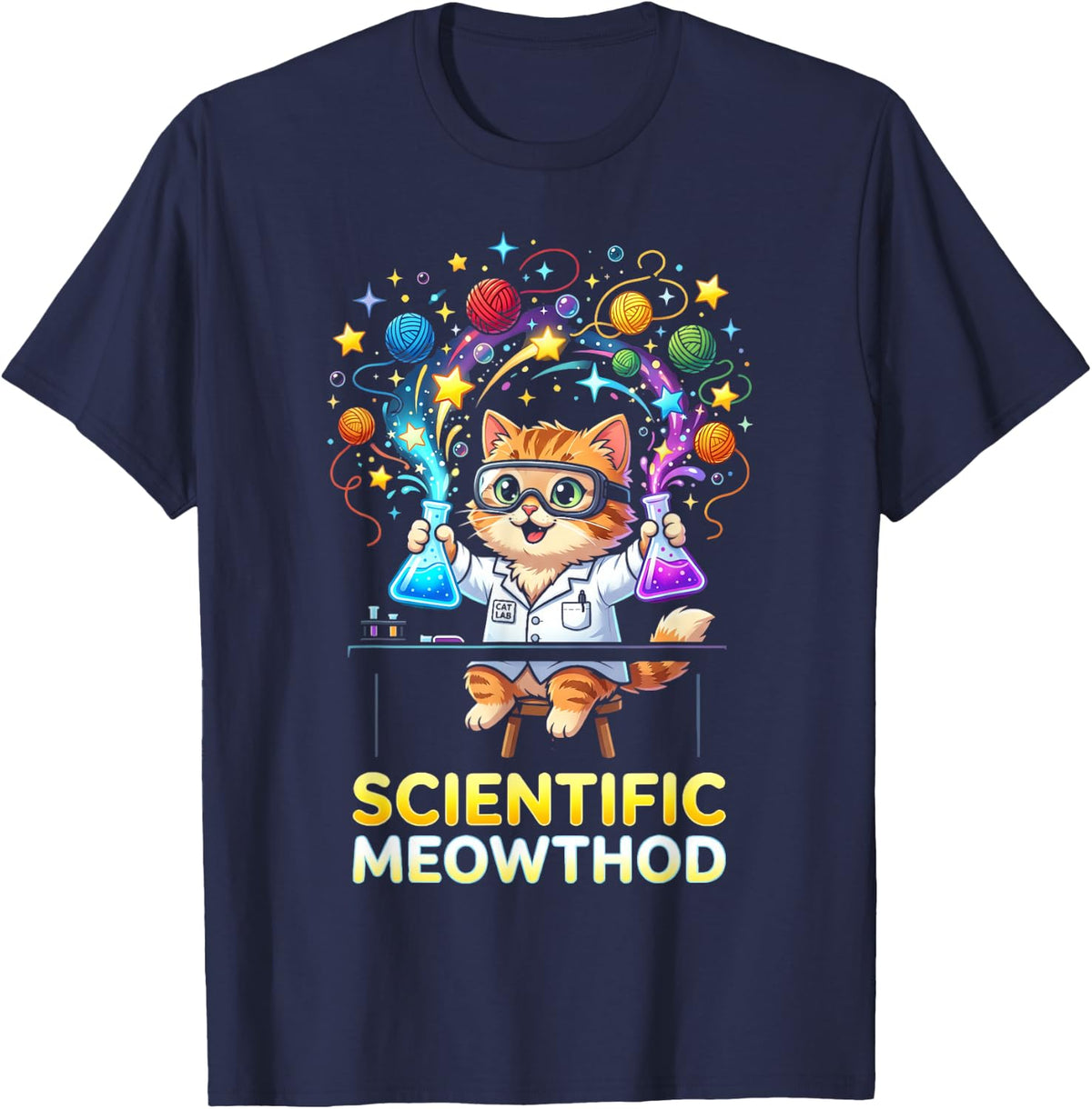 Scientific Meowthod Funny Cat Chemistry Teacher T-Shirt - Navy Blue