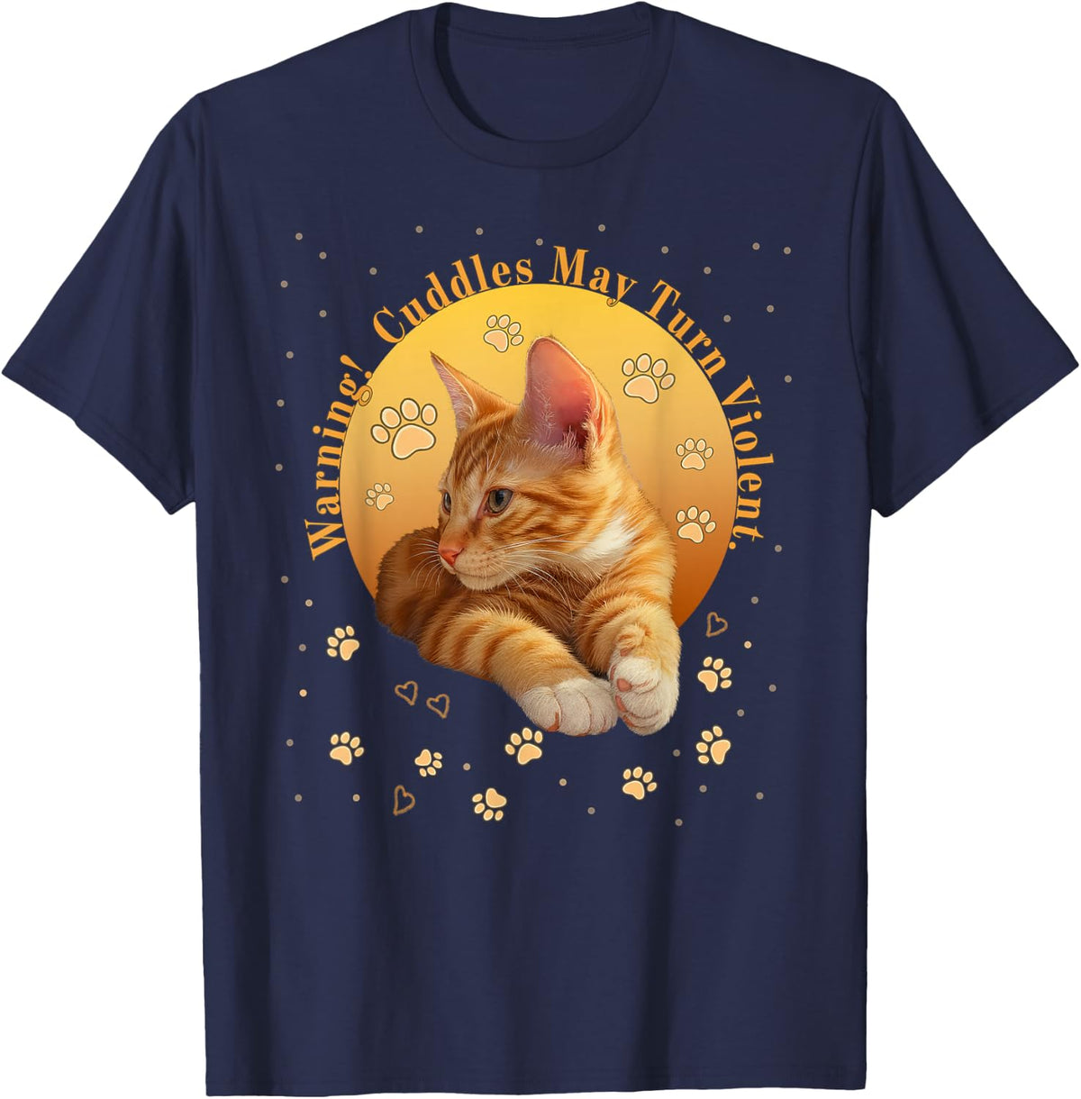 Orange Tabby Ginger Kitten Cat Lovers Mom Dad Gift T-Shirt - Navy Blue