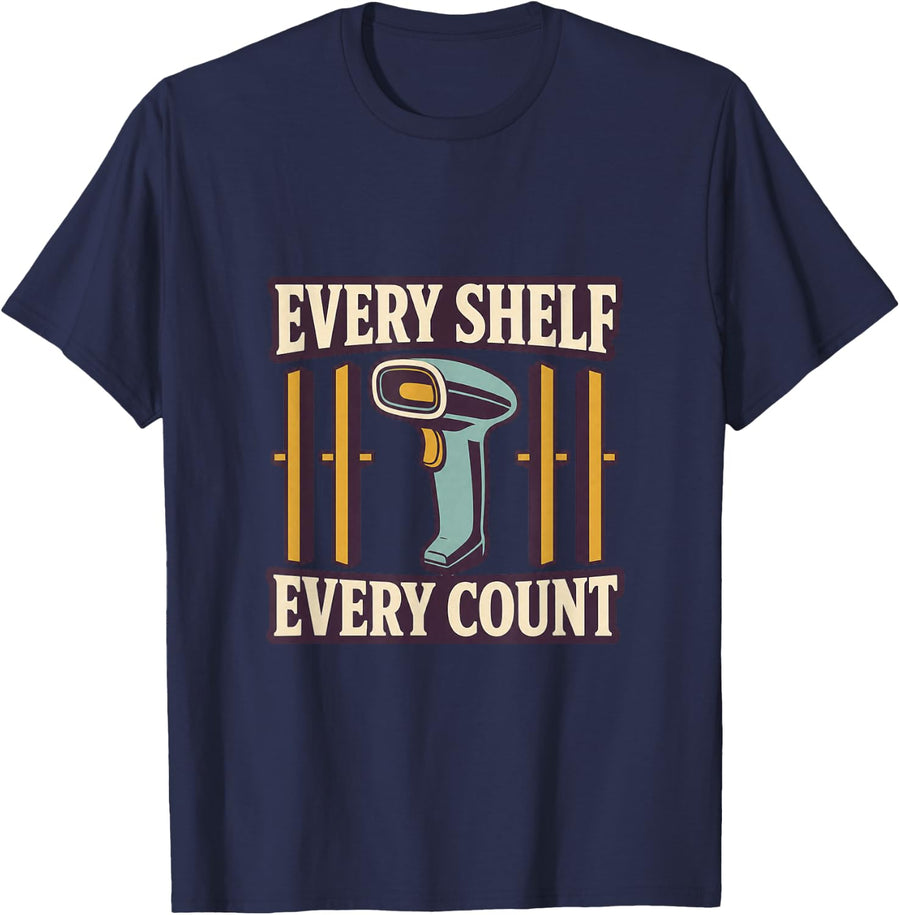 Every Shelf Every Count Pharmacy Inventory Tech T-Shirt - Navy Blue