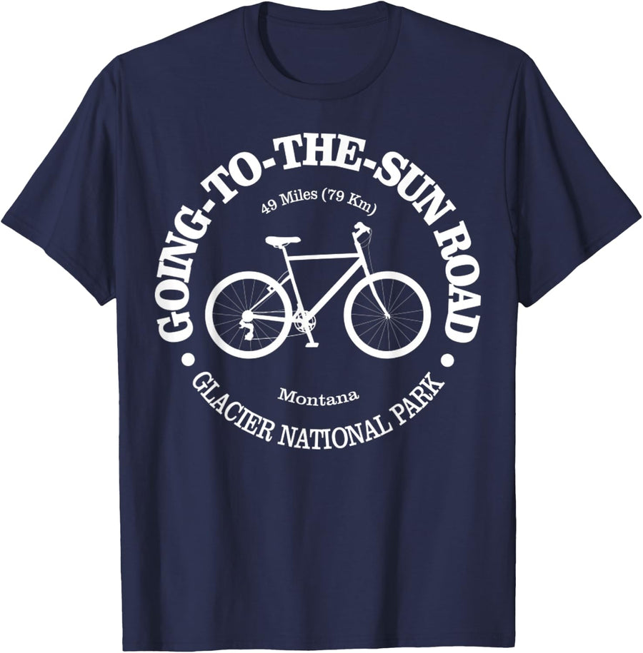 Going To The Sun Road Funny Biking Glacier National Park T-Shirt Tee For Men Women - Navy Blue