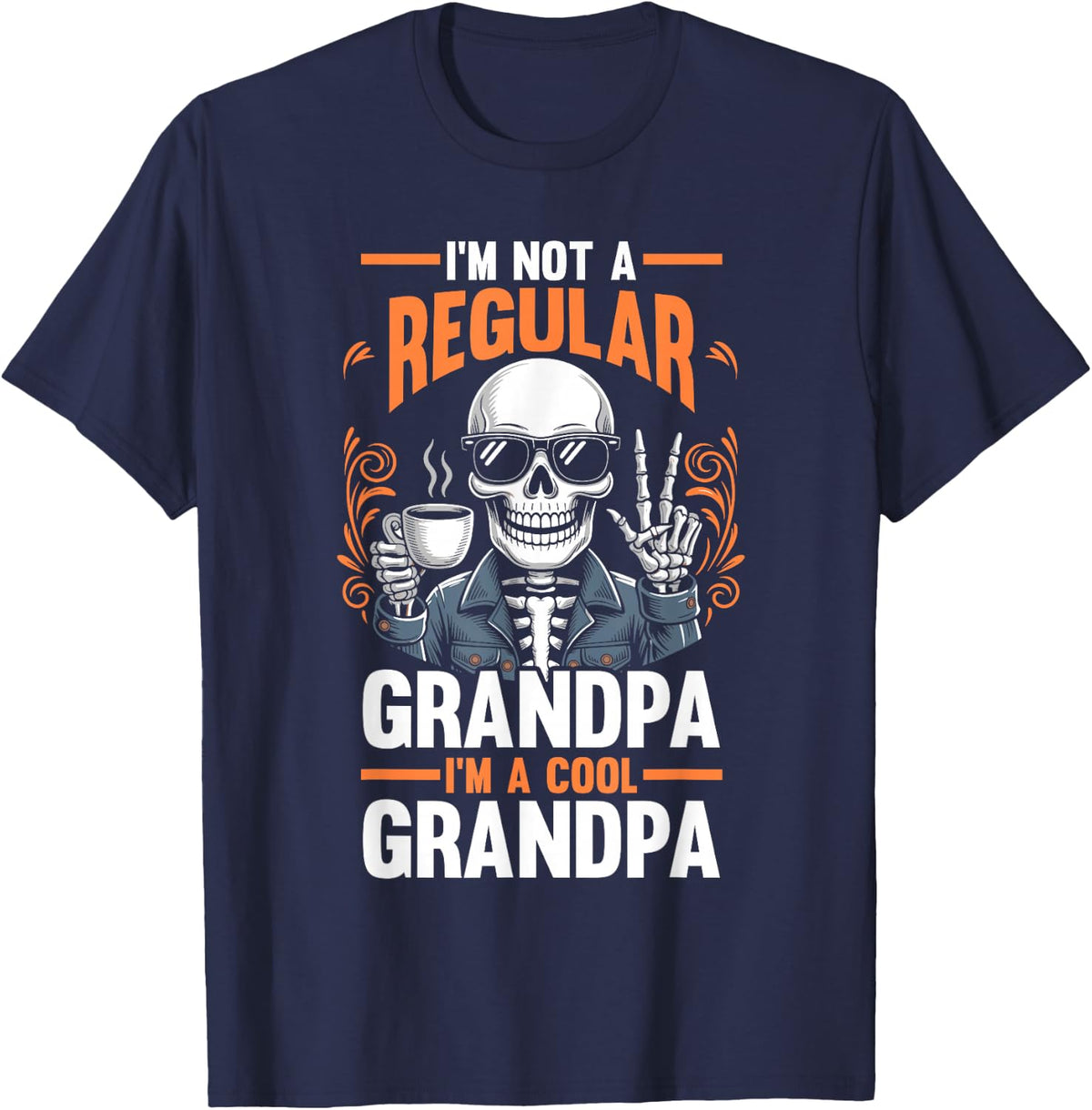 Cool GrandfatherCoffee Granddad Grandpa T-Shirt - Navy Blue