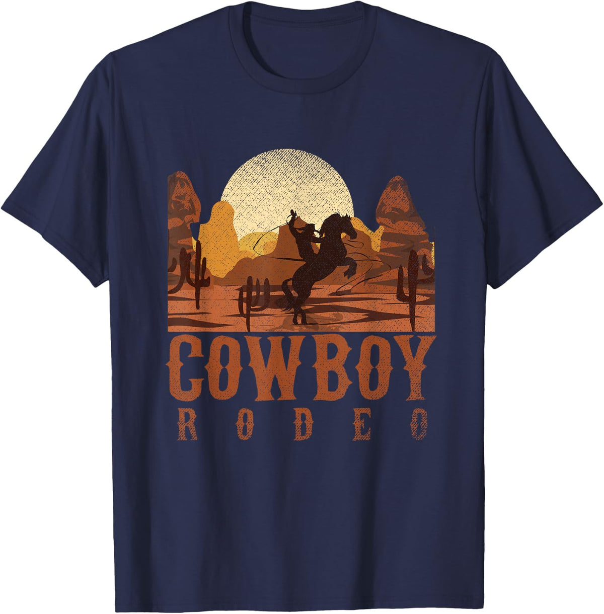 Cowboy Rodeo Western Texan Gift Horseback Riding Cowboy T-Shirt Small - Navy Blue