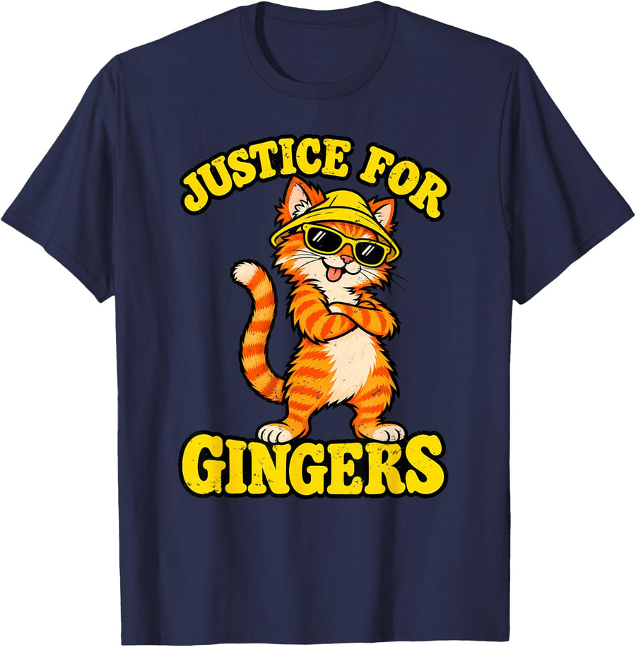 Justice for Gingers Orange Tabby Cat Marmalade Kitten T-Shirt - Navy Blue