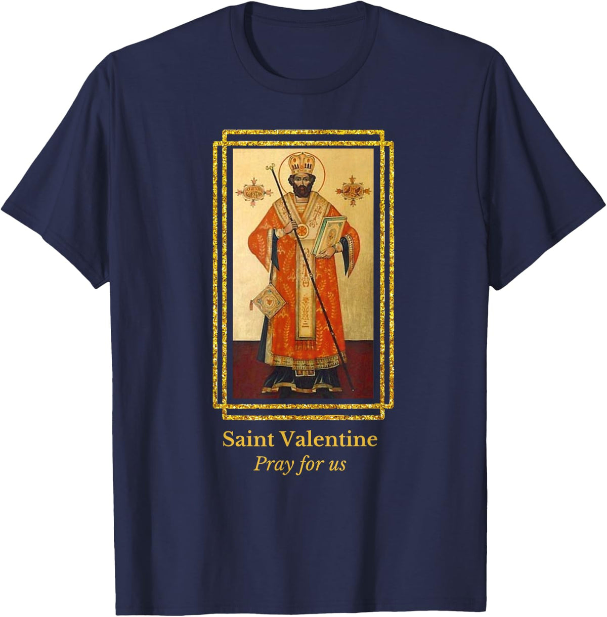 St Valentine Valentines Day Catholic Saint Christian T-Shirt - Navy Blue