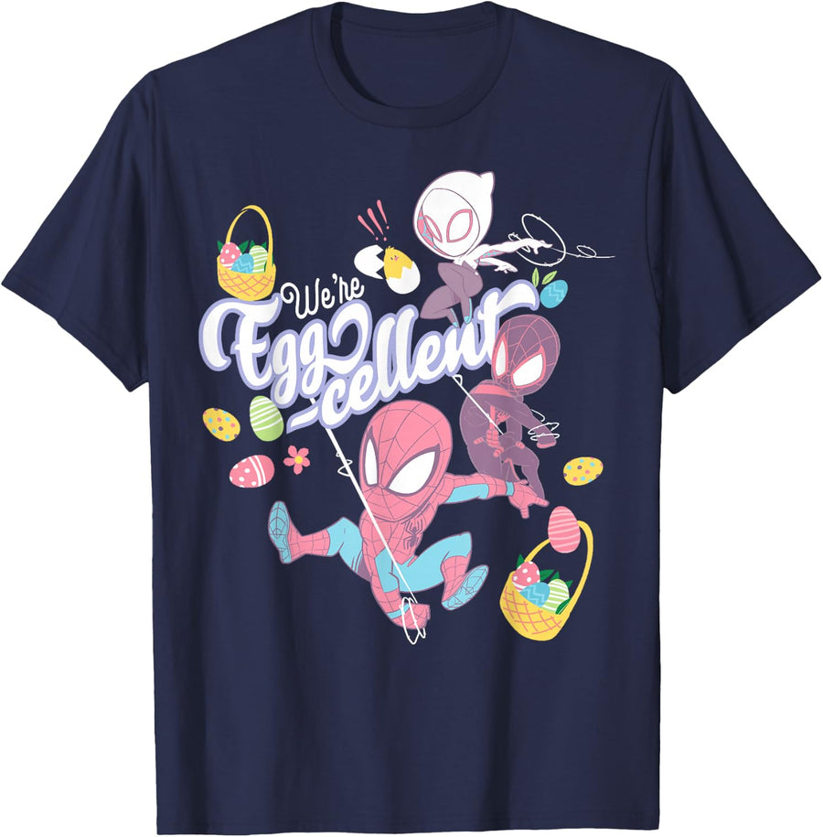 Marvel Easter We're Egg-Cellent Spider-Man's Team T-Shirt - Navy Blue