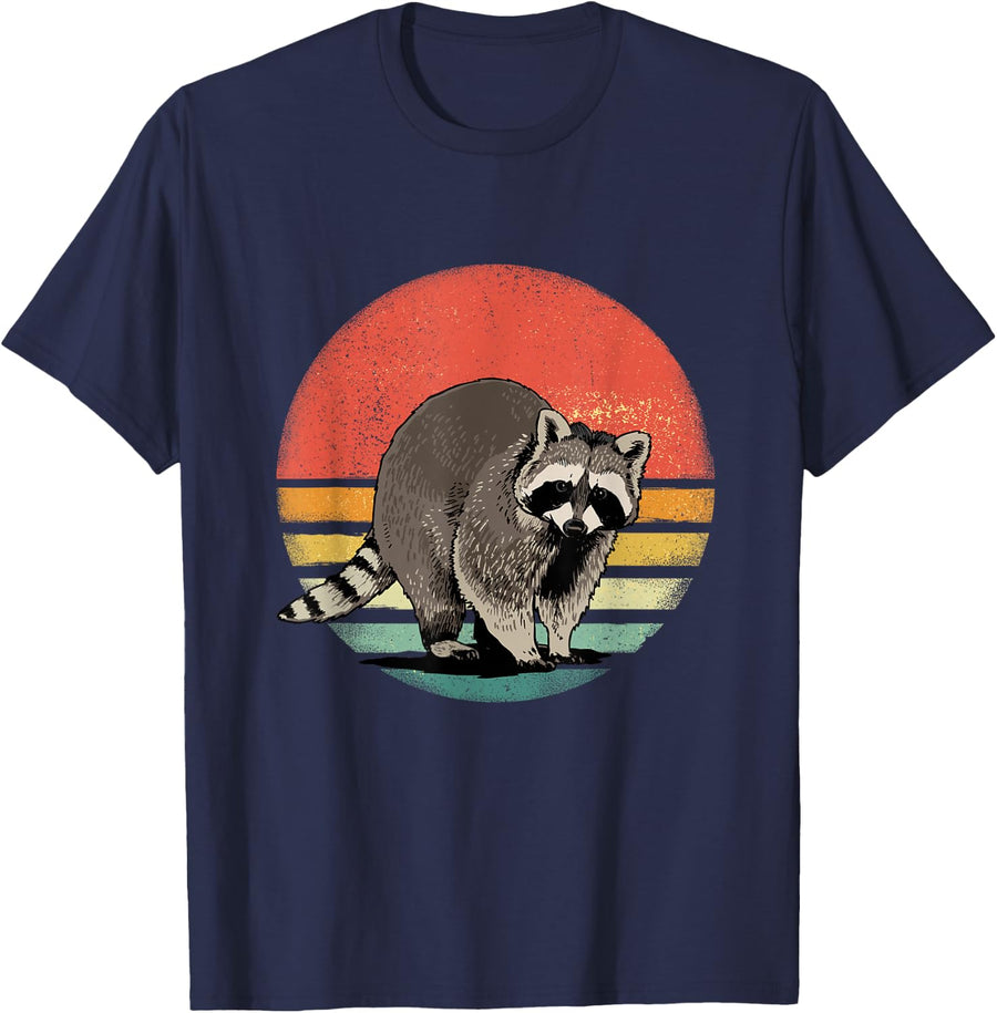 Raccoon Shirt Trash Panda Retro Style Animal Raccoon Lovers T-Shirt - Navy Blue