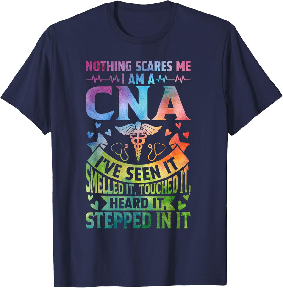 Nothing Scares me I am a CNA I've seen it Certified Nursing T-Shirt - Navy Blue