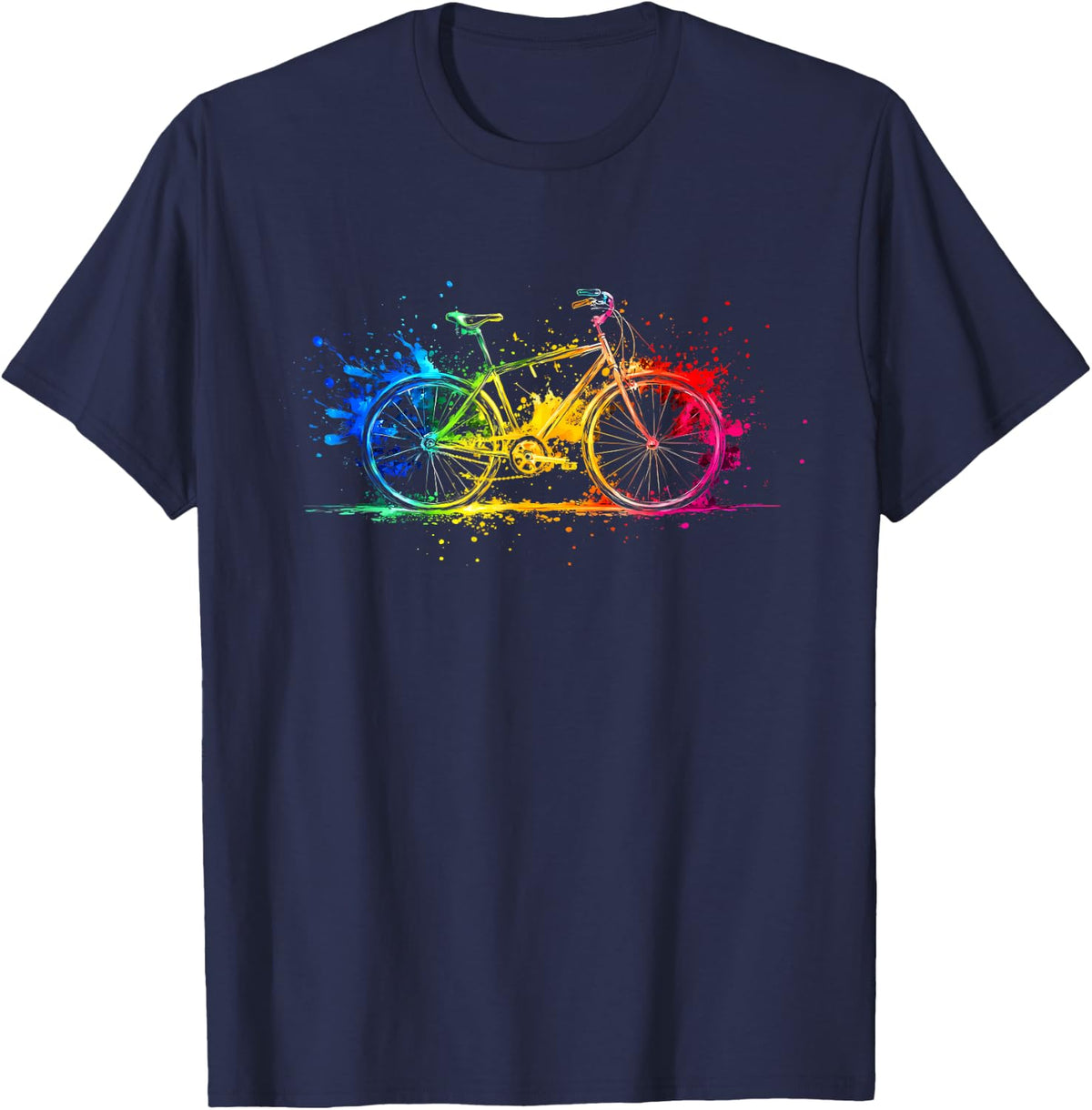 Colorful Bicycle Cycling Biking Cyclist Bicycling T-Shirt - Navy Blue