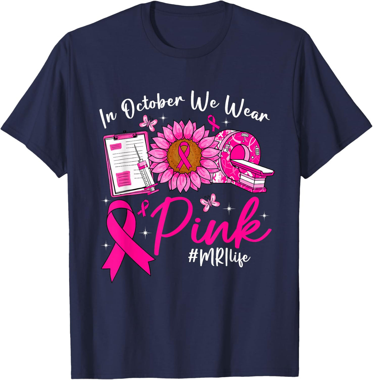 Breast Cancer MRI Tech T-Shirt - Navy Blue
