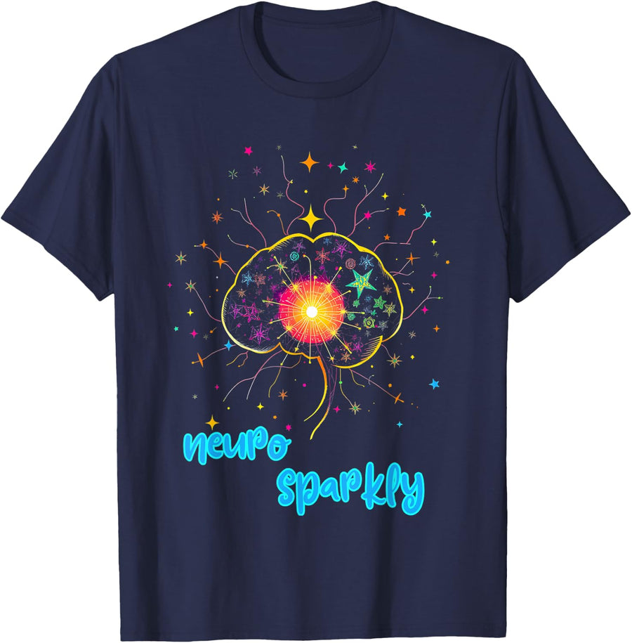 Neuro Sparkly ADHD Autism Spectrum T-Shirt - Navy Blue