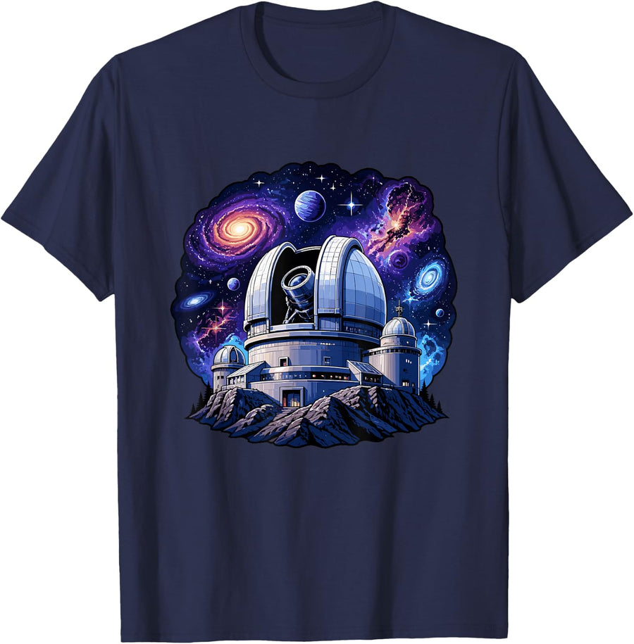 Deep Space Observatory Astronomy Stargazing T-Shirt - Navy Blue