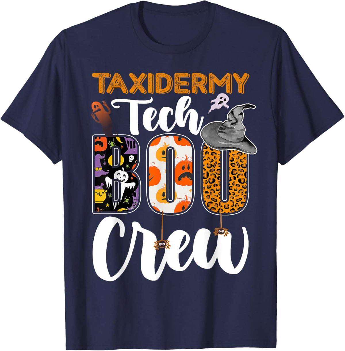 Taxidermy Tech Boo Crew Halloween Costume Matching T-Shirt - Navy Blue