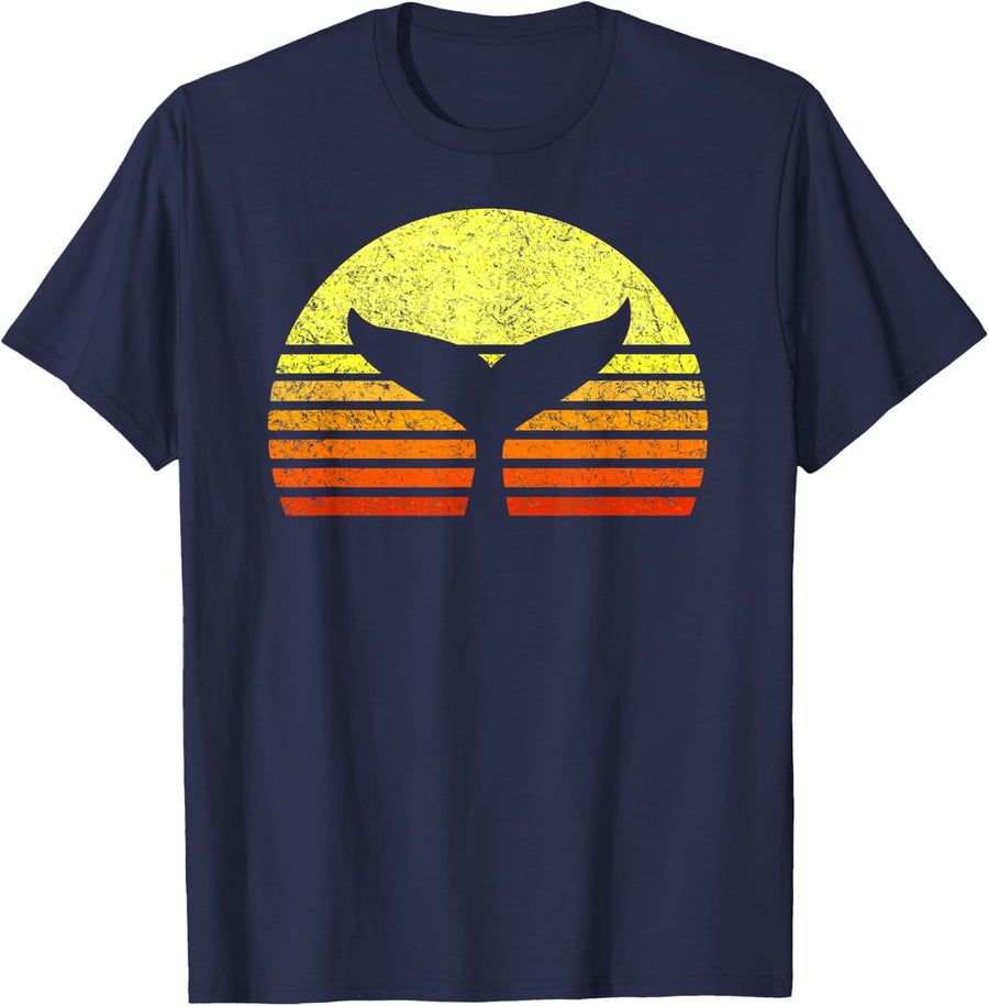 Save the Whales Nautical Ocean Killer Whale Sea Conservation T-Shirt - Navy Blue