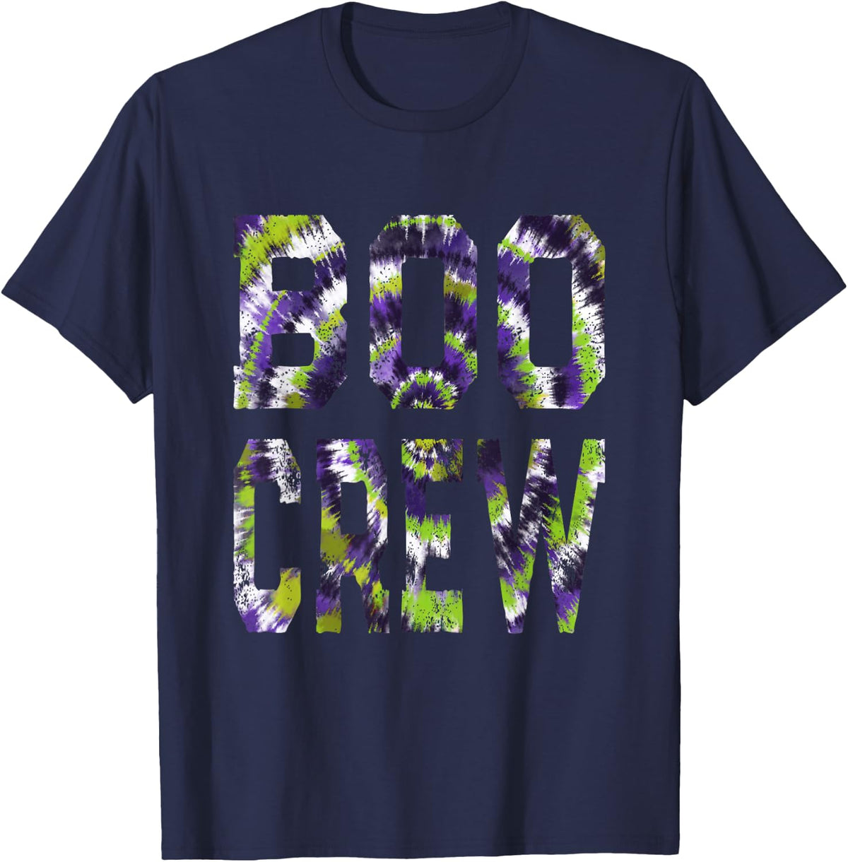 Boo Crew Tie Dye - Matching Halloween Haunt Team T-Shirt - Navy Blue