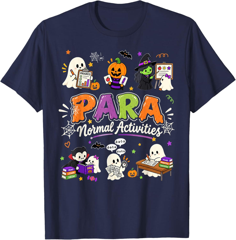 Halloween Teacher para Normal Activities Ghost Pumpkin Witch T-Shirt - Navy Blue