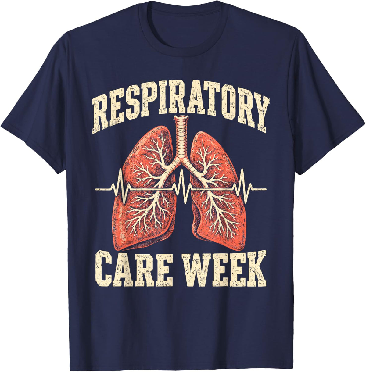 Lungs Care Week RT - Respiratory Therapist T-Shirt - Navy Blue