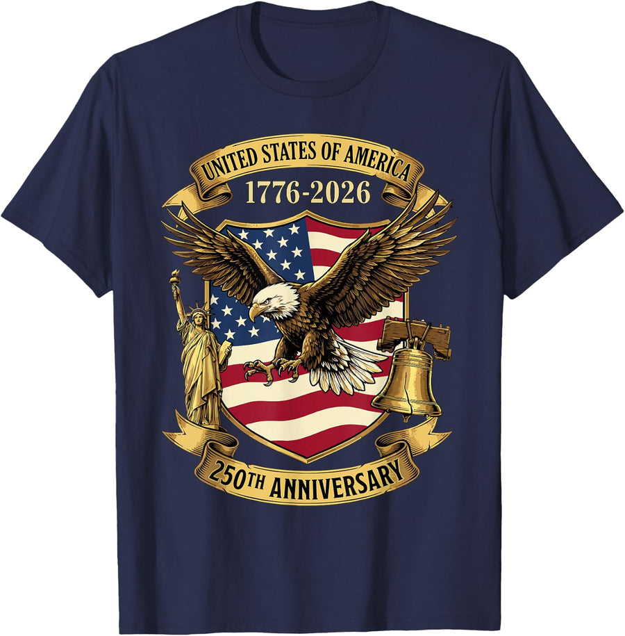 250 Years of Independence 250th Anniversary July 4th T-Shirt - Navy Blue