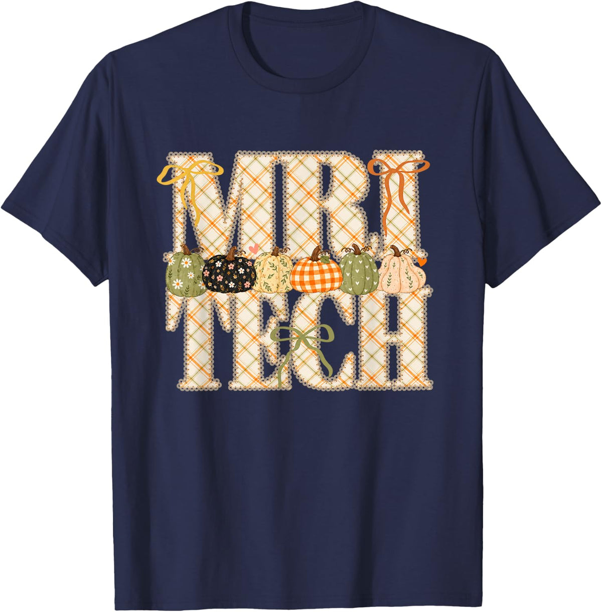 Fall MRI Tech Autumn Pumpkins Magnetic Resonance Imaging T-Shirt - Navy Blue