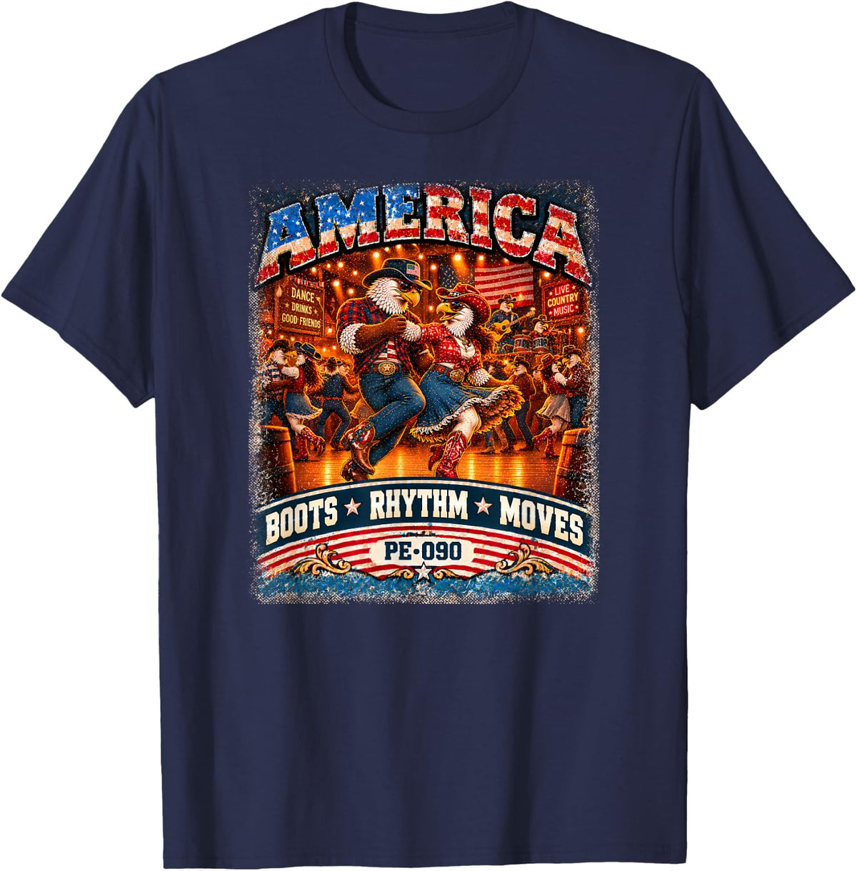 America | Boots Rhythm Moves | Cassic Eagle Dance T-Shirt - Navy Blue