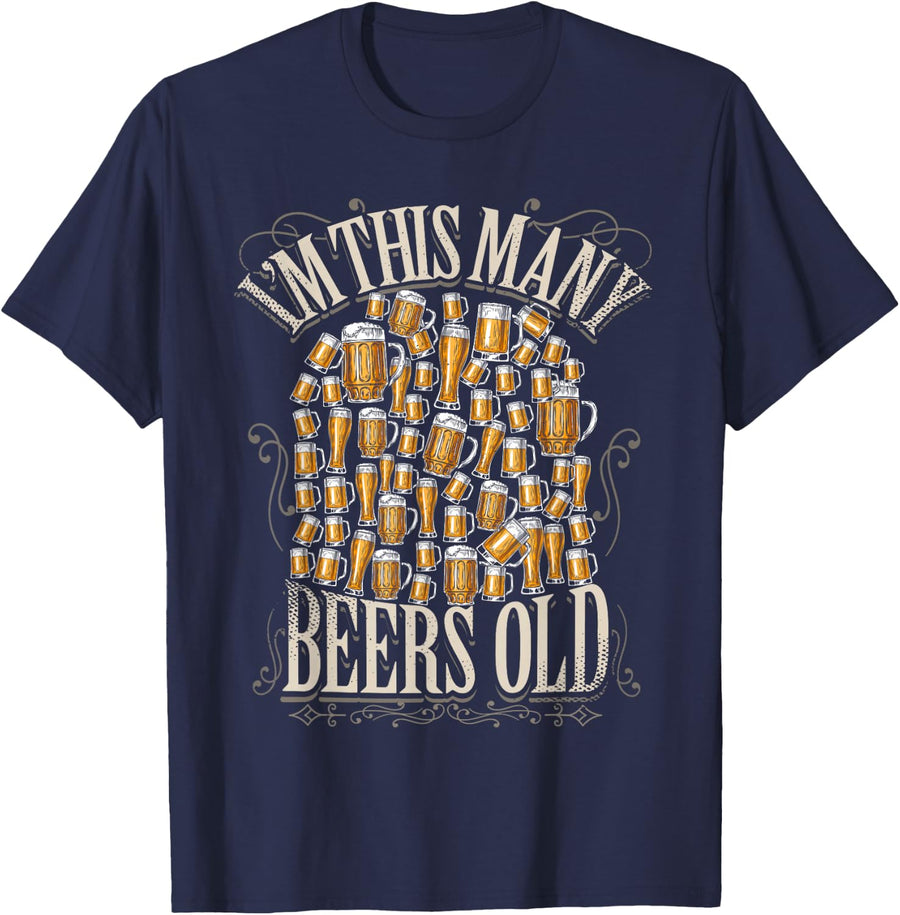 60th Birthday Gift 60 Year Beer Lover Im This Many Beers Old T-Shirt - Navy Blue