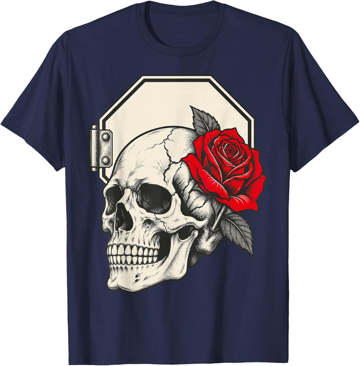 Skull Rose Funny School Bus Driver Gothic Dark Humor T-Shirt - Navy Blue