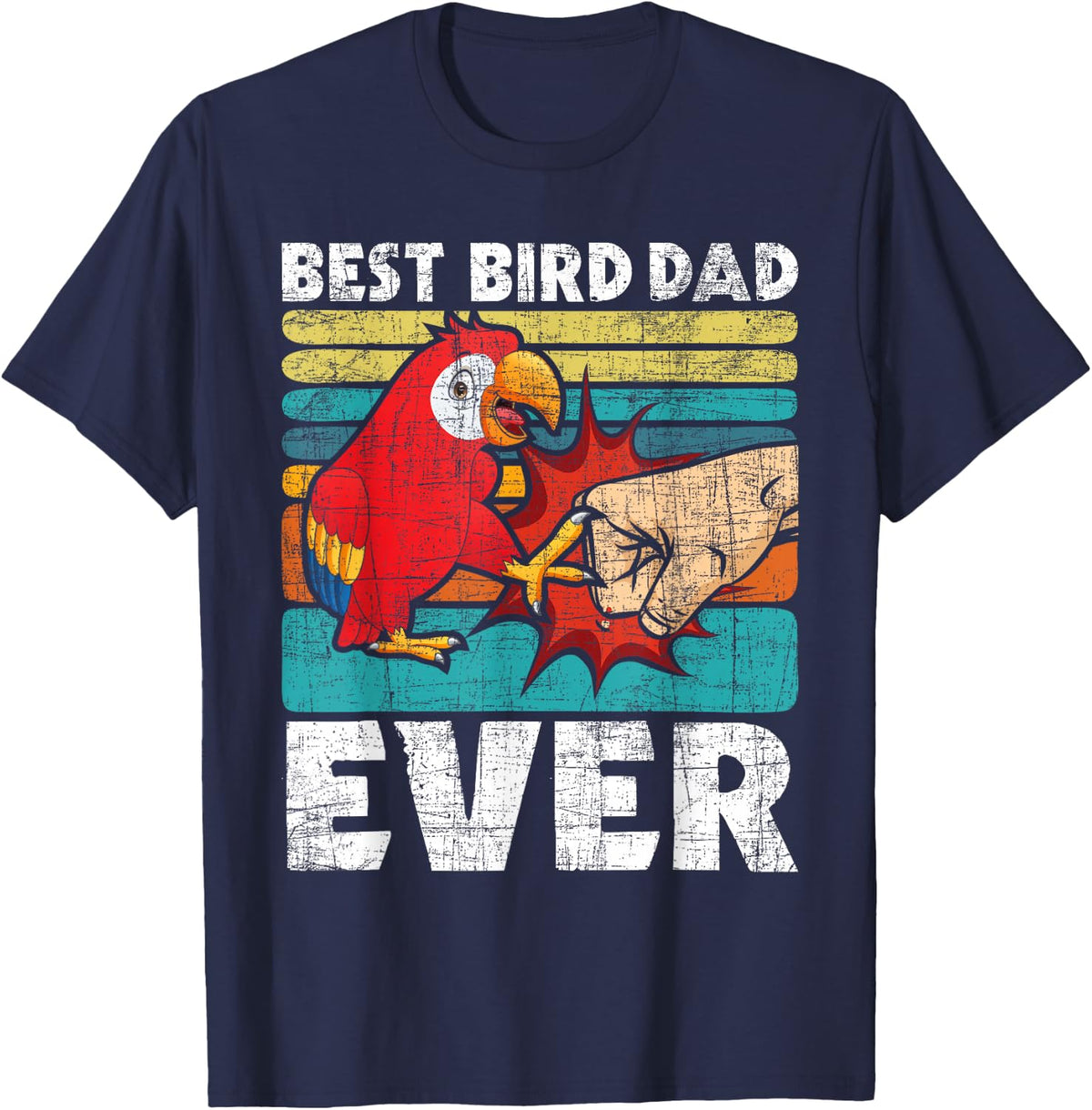 Best Bird Dad Ever - Zookeeper Birdwatcher Parrot Lover T-Shirt - Navy Blue