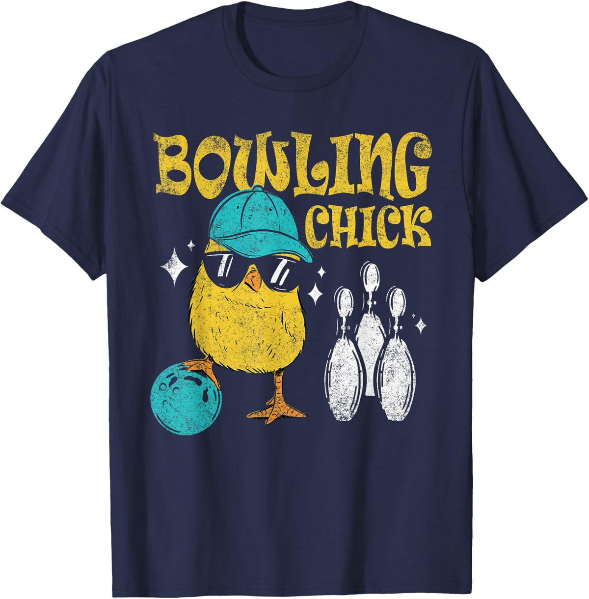 Bowling Chick Bowl Design For Bowlers Player Sport T-Shirt - Navy Blue