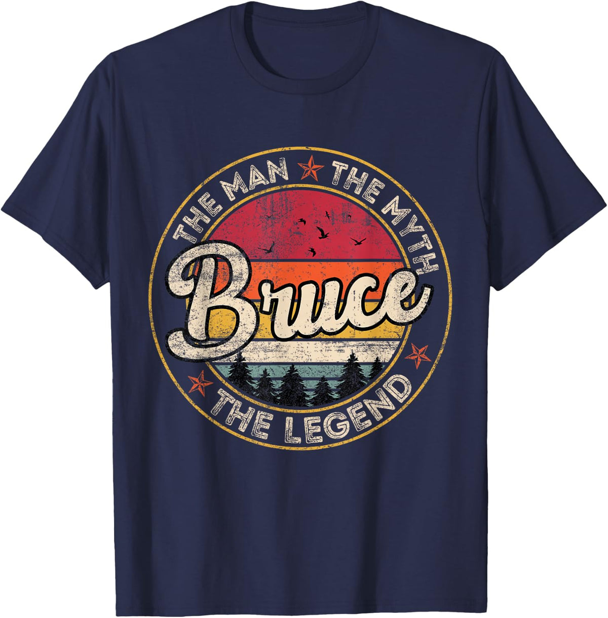 Bruce The Man The Myth The Legend Personalized Name T-Shirt - Navy Blue