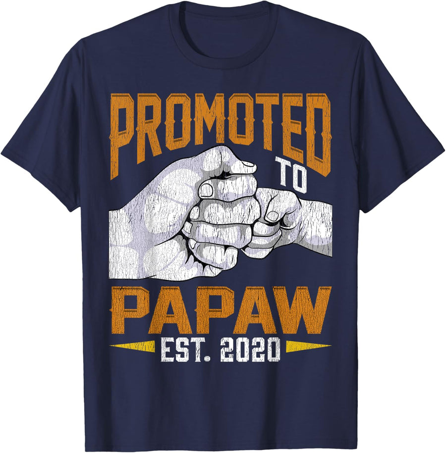 Promoted To Papaw Est 2020 Fathers Day Gift New Papaw T-Shirt - Navy Blue