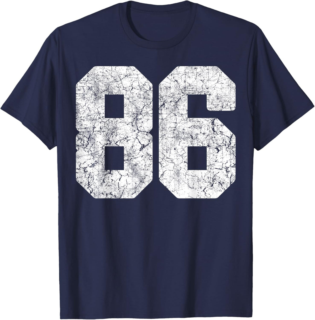 Distressed White Number 86 Jersey Player Uniform #86 Grunge T-Shirt - Navy Blue